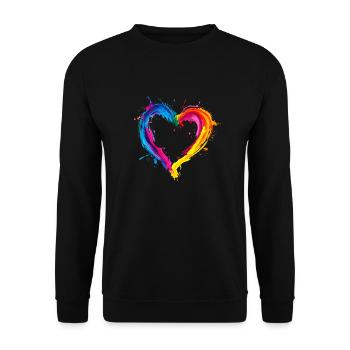 Herz Bunt - Unisex Pullover - Schwarz - Vorne - Alina (178cm) & Michal (187cm)