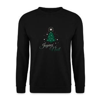 Silberner und grüner Baum: Nüchternheit und Eleganz - Unisex Pullover - Schwarz - Vorne - Alina (178cm) & Michal (187cm)