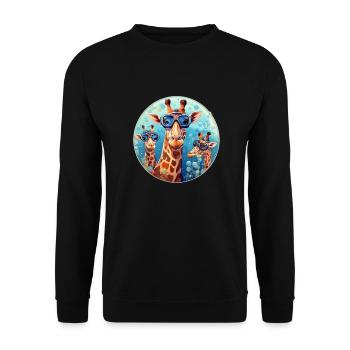 Giraffes with diving goggles under water - Unisex Sweatshirt - black - Front - Alina (178cm) & Michal (187cm)