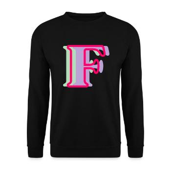 Mehrfarbiger Buchstabe f – originelle Geschenkidee - Unisex Pullover - Schwarz - Vorne - Alina (178cm) & Michal (187cm)