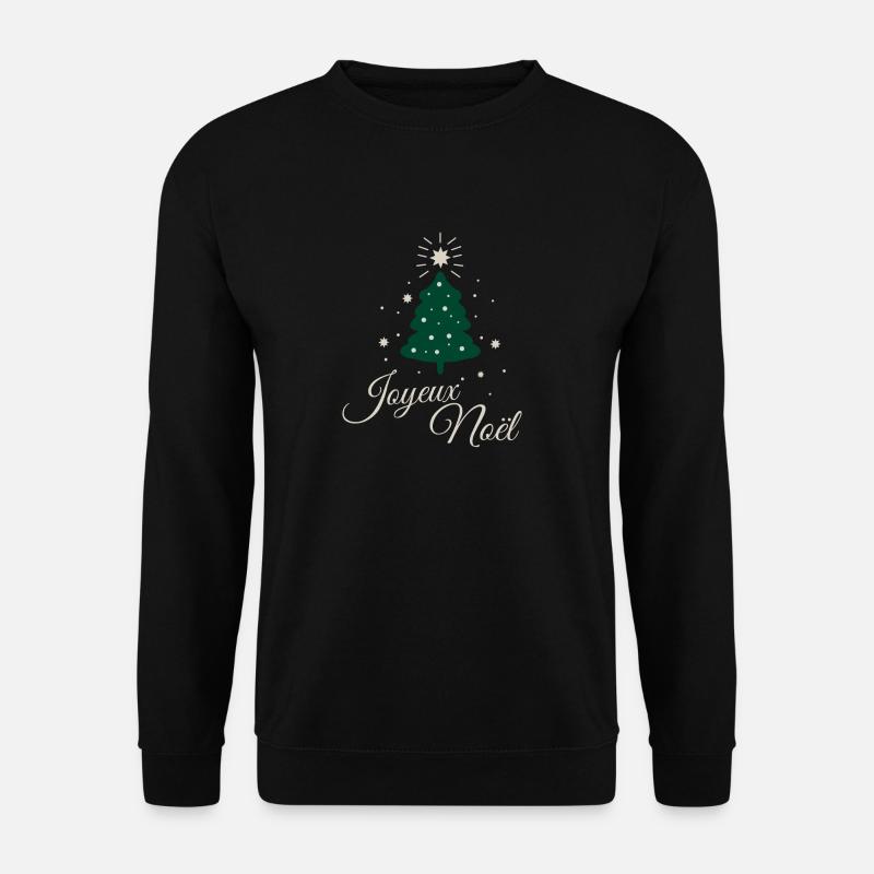 Minimalistischer Tannenbaum mit raffiniertem silbernem Text - Unisex Pullover - Schwarz