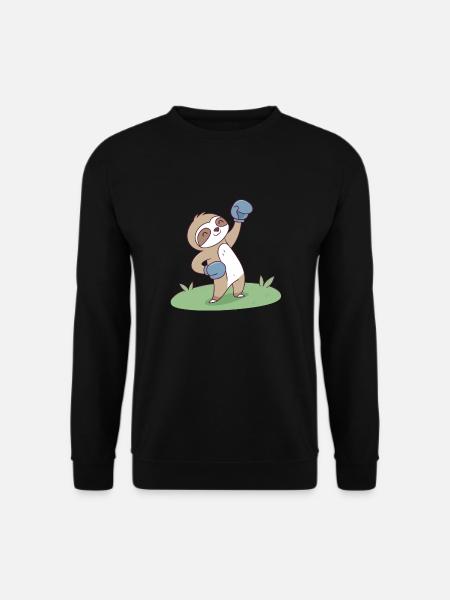 Lustige Box-Faultier-Cartoon-Illustration - Unisex Pullover - Schwarz