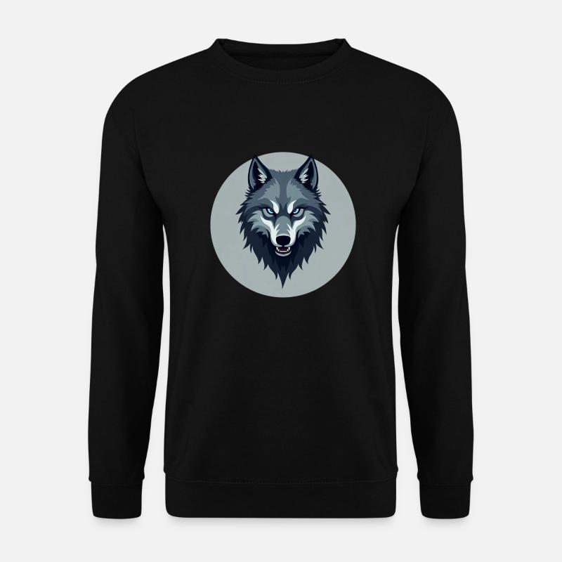 Loup gris design circulaire - Sweat-shirt Unisexe - noir