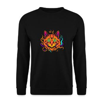 Chat coloré cool - Sweat-shirt Unisexe - noir - Devant - Alina (178cm) & Michal (187cm)