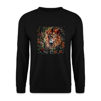 Lion - Unisex Pullover - Schwarz - Vorne - Alina (178cm) & Michal (187cm)