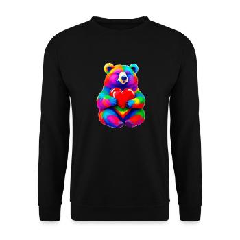 Rainbow Bear with Heart Colorful - Unisex Sweatshirt - black - Front - Alina (178cm) & Michal (187cm)