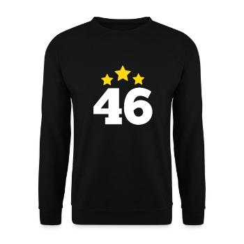 46 Jahre Stern - Geschenk zum 46. Jubiläum - Unisex Pullover - Schwarz - Vorne - Alina (178cm) & Michal (187cm)