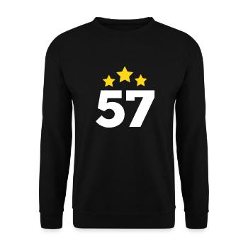 57 Jahre Stern - Geschenk zum 57. Jubiläum - Unisex Pullover - Schwarz - Vorne - Alina (178cm) & Michal (187cm)