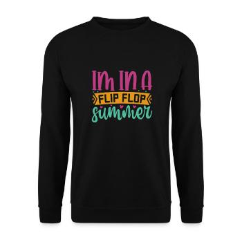 Im In A Flip Flop Sommer - Unisex Pullover - Schwarz - Vorne - Alina (178cm) & Michal (187cm)