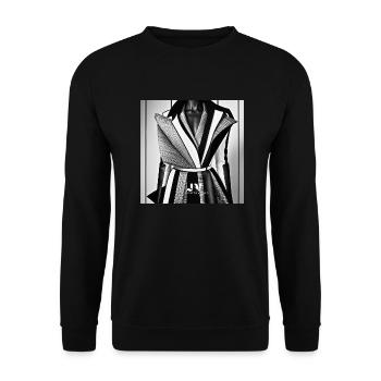 Monochrome Chic - Unisex Pullover - Schwarz - Vorne - Alina (178cm) & Michal (187cm)