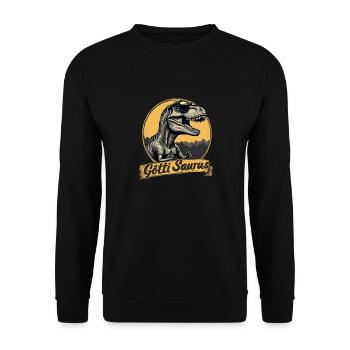 Götti Firmgötti Taufgötti Göti Fragen Götti Saurus - Unisex Pullover - Schwarz - Vorne - Alina (178cm) & Michal (187cm)
