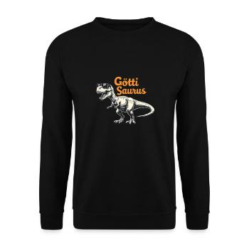 Göttisaurus Firmgötti Taufgötti Göti Fragen - Unisex Pullover - Schwarz - Vorne - Alina (178cm) & Michal (187cm)
