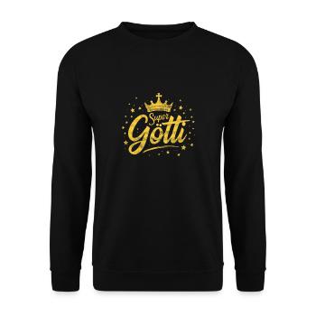 Firmgötti Taufgötti Göti Fragen Super Götti - Unisex Pullover - Schwarz - Vorne - Alina (178cm) & Michal (187cm)
