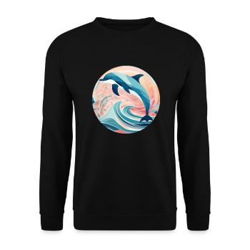 Geometric Delfin Geschenk Geometrie - Unisex Pullover - Schwarz - Vorne - Alina (178cm) & Michal (187cm)