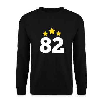 82 Jahre Stern - Geschenk zum 82. Jubiläum - Unisex Pullover - Schwarz - Vorne - Alina (178cm) & Michal (187cm)