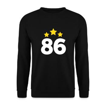 86 Jahre Stern - Geschenk zum 86. Jubiläum - Unisex Pullover - Schwarz - Vorne - Alina (178cm) & Michal (187cm)