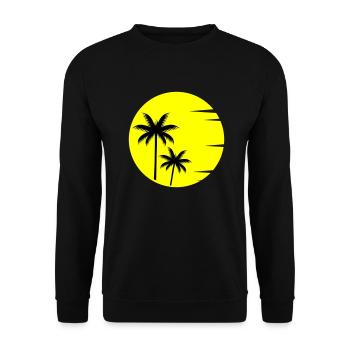 Sunset Palmen - Unisex Pullover - Schwarz - Vorne - Alina (178cm) & Michal (187cm)