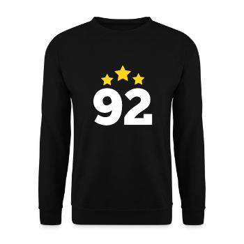92 Jahre Stern - Geschenk zum 92. Jubiläum - Unisex Pullover - Schwarz - Vorne - Alina (178cm) & Michal (187cm)