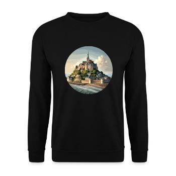 Mont Saint Michel, Normandie - Unisex Pullover - Schwarz - Vorne - Alina (178cm) & Michal (187cm)