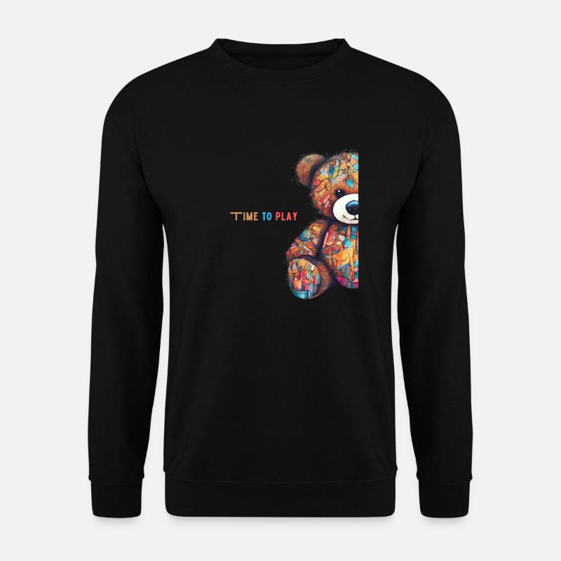 Time to play süßer bunter Teddy im Mandalastyle - Unisex Pullover - Schwarz