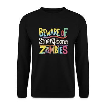 Beware Of Smartphone Zombies 9 - Unisex Pullover - Schwarz - Vorne - Alina (178cm) & Michal (187cm)