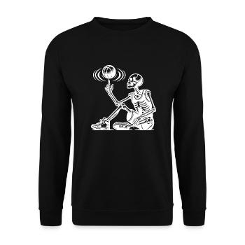 Cool Halloween squelette jouant au basket-ball - Sweat-shirt Unisexe - noir - Devant - Alina (178cm) & Michal (187cm)