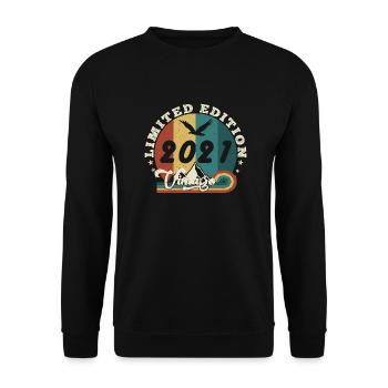 Jahrgang 2022 Retro - Bestseller - Unisex Pullover - Schwarz - Vorne - Alina (178cm) & Michal (187cm)