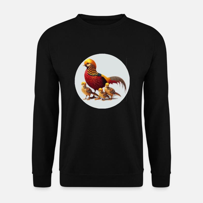 Goldfasan mit Jungen - Unisex Pullover - Schwarz