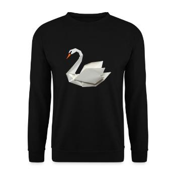 cygne en origami - Sweat-shirt Unisexe - noir - Devant - Alina (178cm) & Michal (187cm)
