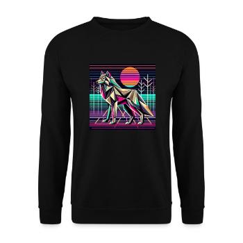 Loup néon dans la nature futuriste - Sweat-shirt Unisexe - noir - Devant - Alina (178cm) & Michal (187cm)