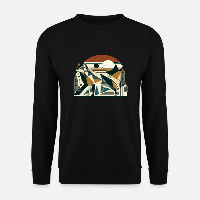 Geometric wolf in a natural setting - Unisex Sweatshirt - black