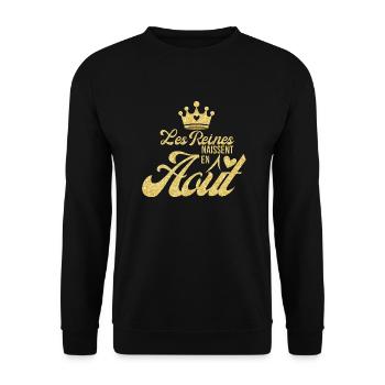 Königinnen werden im April geboren goldener Glitzer - Unisex Pullover - Schwarz - Vorne - Alina (178cm) & Michal (187cm)