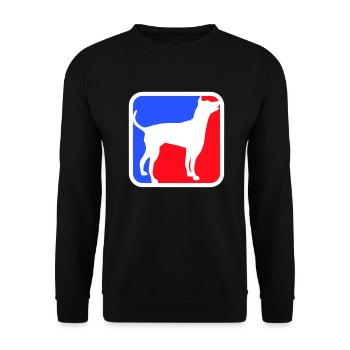 Symbole de silhouette de chien rouge bleu logo de sport carré - Sweat-shirt Unisexe - noir - Devant - Alina (178cm) & Michal (187cm)