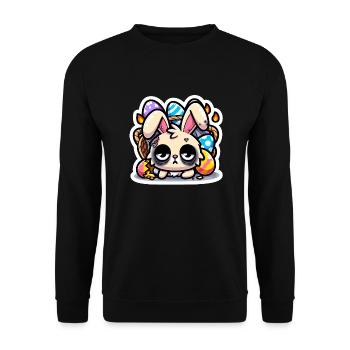 Burnout Bunny - Unisex Pullover - Schwarz - Vorne - Alina (178cm) & Michal (187cm)