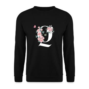 Letter q pink flowers - Unisex Sweatshirt - black - Front - Alina (178cm) & Michal (187cm)