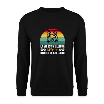 Life Is Better With A Shetland Shepherd - Unisex Sweatshirt - black - Front - Alina (178cm) & Michal (187cm)