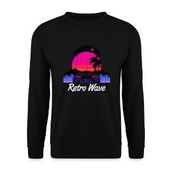 “Retro Wave” Synthwave desing - Sweat-shirt Unisexe - noir - Devant - Alina (178cm) & Michal (187cm)