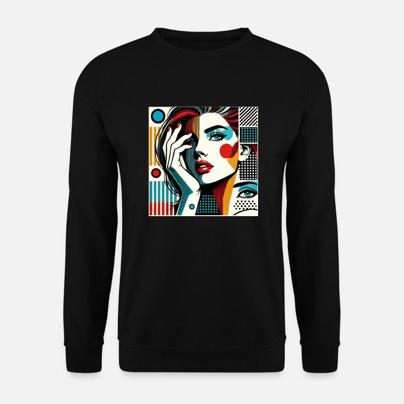 Pop-Art-Porträt einer Frau - Unisex Pullover - Schwarz