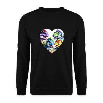 Dinosaurier Bunt - Unisex Pullover - Schwarz - Vorne - Alina (178cm) & Michal (187cm)