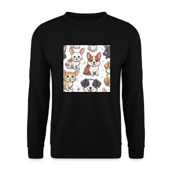 Cute Animal Doodles - Unisex Sweatshirt - black - Front - Alina (178cm) & Michal (187cm)