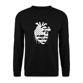 Anatomical heart with patriotic USA flag - Unisex Sweatshirt - black - Front - Alina (178cm) & Michal (187cm)