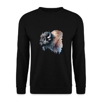 Bison Painting - Unisex Sweatshirt - black - Front - Alina (178cm) & Michal (187cm)