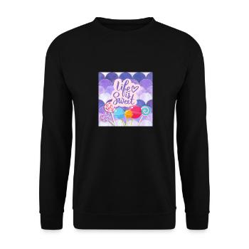 Life Is Sweet - Colourful Candy Lollipop Design - Unisex Sweatshirt - black - Front - Alina (178cm) & Michal (187cm)