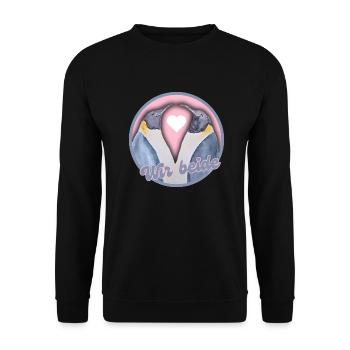 Valentinstag verliebte Pinguine Liebespaar - Unisex Pullover - Schwarz - Vorne - Alina (178cm) & Michal (187cm)