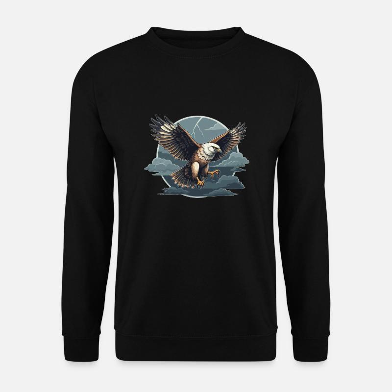 Habicht und Gewitterwolken - Unisex Pullover - Schwarz