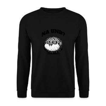 Grumpy puffer fish – a statement - Unisex Sweatshirt - black - Front - Alina (178cm) & Michal (187cm)