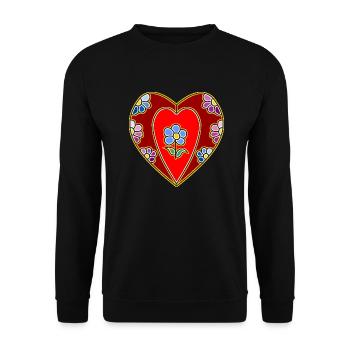 Herz - Unisex Pullover - Schwarz - Vorne - Alina (178cm) & Michal (187cm)