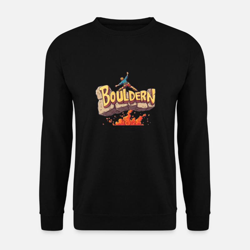 Bouldern Cartoon T-Shirt – Klettern mit Style - Unisex Pullover - Schwarz