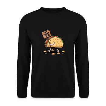 Ich bin ein riesiger Taco - Unisex Pullover - Schwarz - Vorne - Alina (178cm) & Michal (187cm)