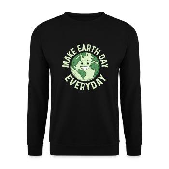 Make Earth Day Everyday Planet Environmental - Unisex Sweatshirt - black - Front - Alina (178cm) & Michal (187cm)